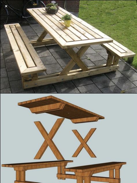 Build A Picnic Table, Diy Picnic, Diy Picnic Table, Picnic Table Plans, Wooden Picnic Tables, Table Picnic, Diy Patio Decor, Wood Lamp, Diy Holz