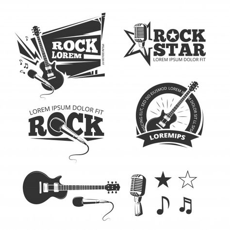 Guitar And Microphone, Microphone Illustration, Record Label Logo, Music Logo Design, Musica Rock, Music Stickers, Music Logo, Music Shop, Studio Logo