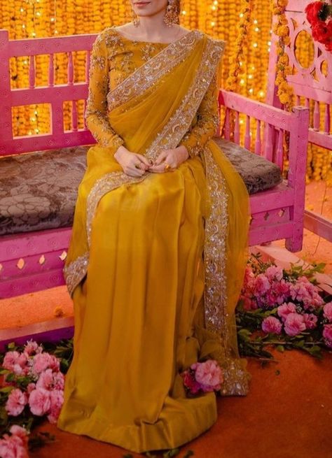 Mayon Dress, Haldi Dress For Bride, Mayon Dresses, Saree Looks, Haldi Dress, Haldi Outfits, Gotta Work, Latest Bridal Dresses, Fancy Sarees Party Wear