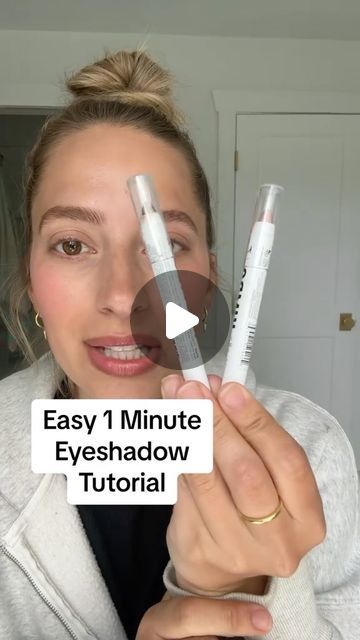 Lainey Ostrom on Instagram: "Easy 1 minute eyeshadow. Have you tried these eyeshadow sticks from nyx? I used the shade frosting and French fry. It’s a subtle look but makes all the difference!  - #nyxcosmeticsmakeup #nyxprofessionalmakeup #lightmakeup #easymakeup #maturemakeup #over30makeup #maturemakeuplook #naturalmakeuptutorial #makeupforbeginners #over30club" How To Use Eyeshadow Stick, Eyeshadow Stick Tutorial, One And Done Eyeshadow, How To Use Eyeshadow, Stick Eyeshadow, Nyx Eyeshadow, Simple Eyeshadow, Eyeshadow Stick, Natural Makeup Tutorial