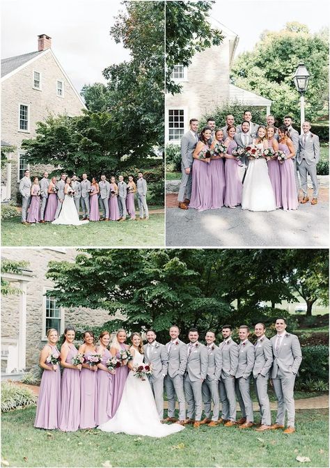 Lilac Groomsmen Attire, Lavender Grey Wedding, Lilac Wedding Colors, Purple Groomsmen, Lilac Wedding Themes, Gray Wedding Party, Grey Wedding Theme, Lavender Wedding Theme, Lilac Bridesmaid