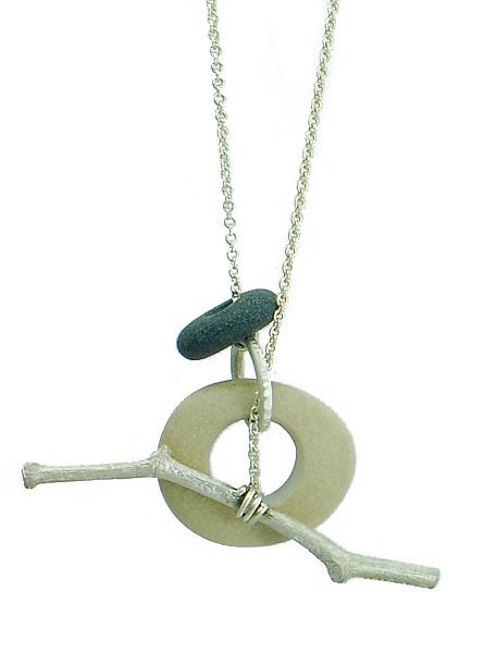 Sticks and Stones Pendant by Connie Ulrich (Silver & Stone Necklace) Stick Jewelry, Contemporary Jewellery Necklace, Beach Stones Jewelry, Pebble Jewelry, Silver Jewelry Box, Stones Necklace, Rock Jewelry, Sticks And Stones, Artful Home