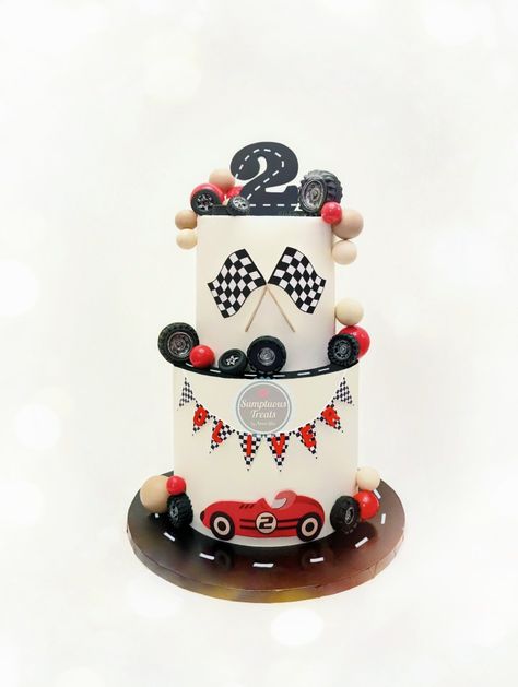 Racing Theme Cake #racing #racingcar  #cartheme #carthemecake #2ndbirthday #kidsbirthday #customcakes #sumptuoustreats #torontocakedecorator #cakes #torontocakes   www.sumptuoustreats.com Too Fast Cake Ideas, Fast 1 Birthday Cake, First Lap Birthday Cake, Too Fast Birthday Cake, Two Fast Birthday Party Boy Cake, Racing Car Cake For Boys, Race Theme Cake, 2 Fast Cake, Racing Theme Cake