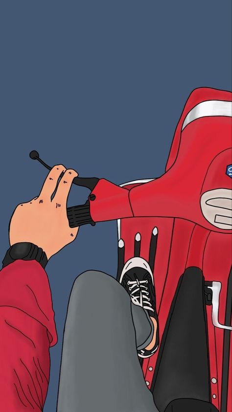 Vespa Cartoon, Wallpaper Vespa, Vespa Drawing, Scooter Wallpaper, Vespa Wallpaper, Vespa Illustration, Vespa Art, Vespa Logo, Red Vespa