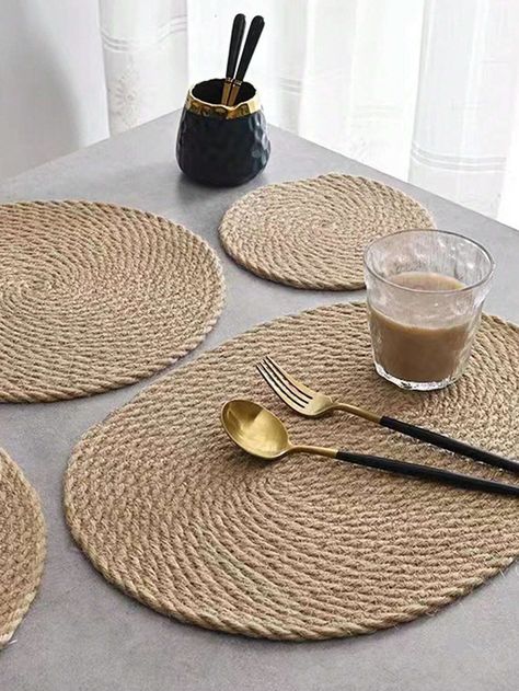 1Pc Linen Woven Heat-Resistant Placemat - Anti-Scald Dining Table Mat For Pots, Dishes & Bowls Place Mats For Kitchen Table AccessoriesI discovered amazing products on SHEIN.com, come check them out! Aesthetic Placemats, Table Mats Ideas, Dining Table Mat, Kitchen Fabric, Table Mat, Table Accessories, Place Mats, Dining Table Decor, Oil Control Products