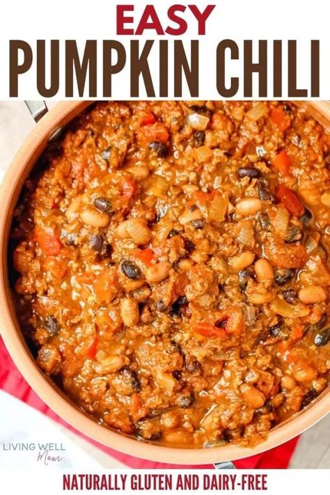 Chili Easy, Pumpkin Recipes Dinner, Turkey Pumpkin Chili, Pumpkin Chili Recipe, Pumpkin Chili, Slow Cooker Pumpkin, Fall Food, Chili Recipe, Easy Pumpkin