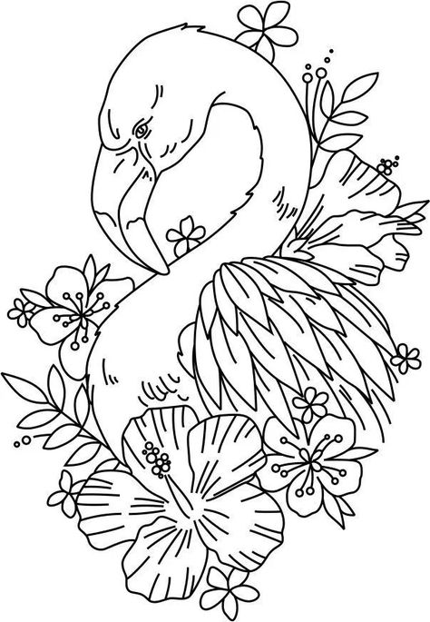 Flora Fauna Drawing, Flora And Fauna Drawings, Flora And Fauna Art, Flora And Fauna Drawing, Flamingo Art Print, Glass Painting Patterns, Fabric Paint Designs, Beautiful Art Paintings, Flamingo Art