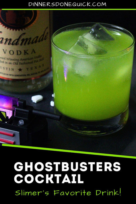 Who you gonna call for a spook-tacular party drink? This Ghostbusters Cocktail is a neon-green, slime-inspired drink that’s perfect for Halloween or any nostalgic movie night. Inspired by Slimer, this eerie concoction is as delicious as it is fun. It's easy to make and sure to be a hit among your guests. Capture the spirit of Halloween and channel your inner ghostbuster with this creative vodka cocktail. #GhostbustersCocktail #HalloweenDrink #SlimerCocktail Green Goblin Drink, Ghostbusters Dinner And Movie, Halloween Craft Cocktails, Spooky Halloween Shots, Vodka Cocktails Halloween, Lime Green Cocktails, Halloween Themed Cocktail Recipes, Halloween Drinks With Vodka, Beetlejuice Drink Recipe