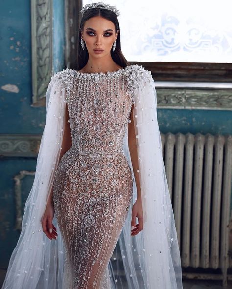 Izsbeli Couture ss458 Vintage Inspired Wedding Dresses, Cape Wedding Dress, Embellished Maxi Dress, White Wedding Dress, Maxi Dress Sale, Soft Tulle, Vintage Inspired Wedding, Cape Dress, Elegant Wedding Dress