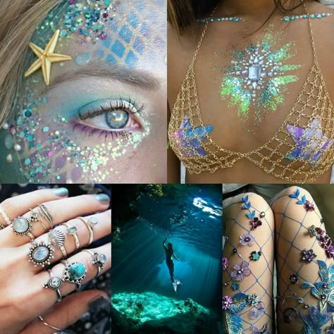 Underwater Theme Outfit Ideas, Under The Sea Costumes Women, Under The Sea Party Outfit, Mermaid Core Hair, Under The Sea Outfit Ideas, Mermaid Outfit Ideas, Mermaid Party Outfit, Siren Halloween, Under The Sea Costumes