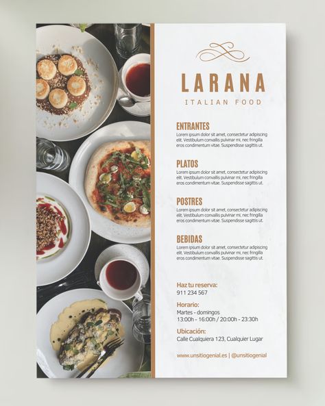 Plantilla Gratis De Canva Flyer Vertical Restaurante Elegante Marrón y Blanco Menu Design, Gourmet Menu Ideas, Cafe Flyer, Hotel Menu, Canva Flyer, Menu Flyer, Restaurant Menu Design, Cafe Menu, Flyer Design