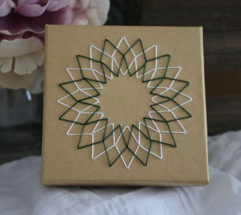 Keepsake Gift Box Green Diamond Ring by Alanalie on Etsy, $8.00 Thread Work On Paper, Box Couching Embroidery Design, Couching Embroidery Design, Couching Embroidery, Green Diamond Ring, Embroidered Canvas Art, Stitching On Paper, Craft Work For Kids, Diary Diy