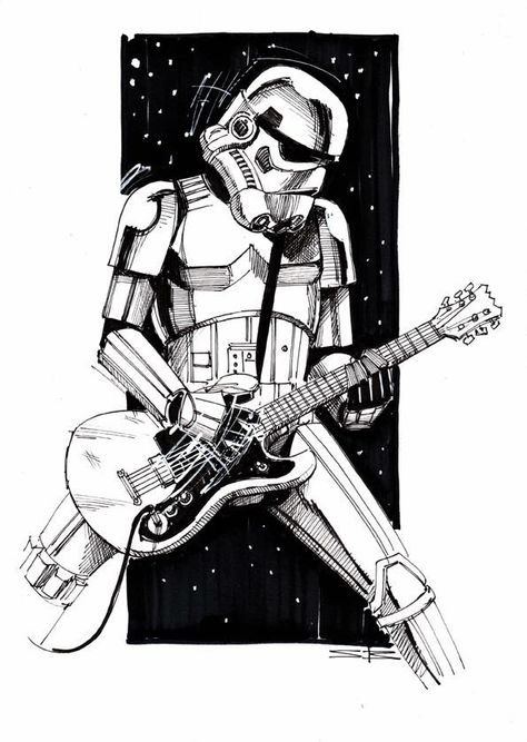 Star Wars: Stormtrooper Rocks Star Wars Stormtrooper, Star Wars Gifts, A Drawing, Playing Guitar, Star Wars, Guitar, Gifts