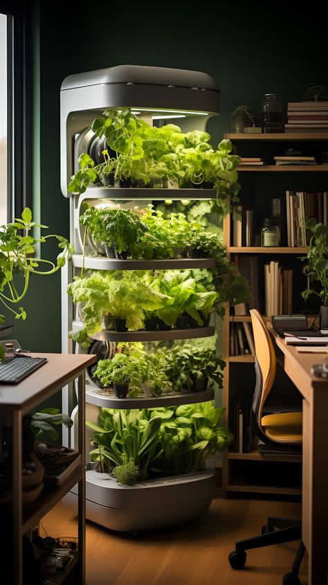 Hydroponic Plants Indoor Decor, Apartment Hydroponics, Green Recycling, Indoor Farming, Garden Art Ideas, Fall Living Room Decor, Vertical Farming, Smart Garden, Garden Art Sculptures Diy