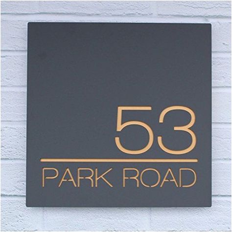 Contemporary House Numbers, Plaque Ideas, House Number Plates, House Name Signs, Door Number Plaques, Name Plates For Home, Name Plate Design, Modern Contemporary Homes, Modern House Number