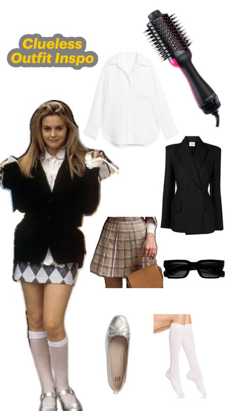 Outfit ideas inspired from clueless. Back to school outfit ideas, clueless outfit ideas, baddie outfits, back to college outfit, fall outfits Cher From Clueless Outfits, Clueless Cher Outfits, Cher Outfits Clueless, Clueless Outfits Inspiration, Cher Clueless Halloween Costume, College Outfit Fall, Cher Clueless Outfit, Outfit Inspirations 90s, Outfit Ideas Baddie