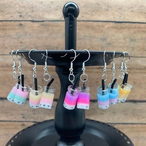 Kawaii, Boba Tea Earrings, Bubble Tea Earrings, Boba Earrings, Drink Earrings, Mini Verse, Tea Earrings, Bubble Tea Boba, Kawaii Earrings