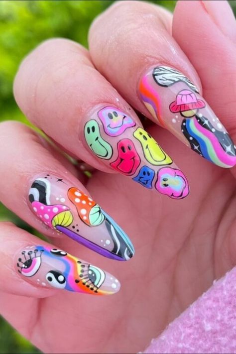 #BEAUTY, #RELATIONSHIPS #Fashion #Animals #Outfits #Winter Outfits #Animals Trippy Nail Ideas, Trippy Nails Acrylic, Nails Trippy, Shroom Nails, Trippy Nail Designs, Psychadelic Nails, Lsd Nails, Trippy Nail Art, Trippy Nails