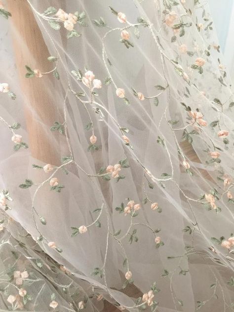 Photowall Ideas, Embroidery Tulle, Ethereal Aesthetic, Fotografi Editorial, Pink Leaves, White Tulle, Tulle Lace, White Aesthetic, Green Aesthetic