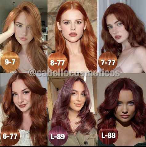 from insta @/cabellocosmeticos Red Ginger Brown Hair, Red Hair Colors For Fair Skin, Shades Of Ginger Hair Chart, Should I Dye My Hair Red, Loreal Hair Color Chart Red, Sallys Beauty Hair Color, Red Gold Hair Color, Ginger Hair Fair Skin, Makeup For Orange Hair