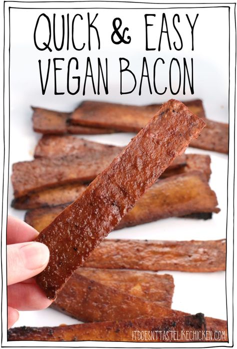 Vegan Bacon Recipe, Tofu Bacon, Vegan Blt Sandwich, Coconut Bacon, Quick Easy Vegan, Pan Fry, Plant Based Diet Recipes, Bacon Recipe, Marinated Tofu