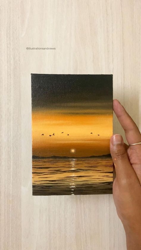 Orange Aesthetic Sunset, Sunset Acrylic Painting, Sunset Acrylic, Sky Art Painting, Canvas For Beginners, Inspiration Painting, Canvas Painting Tutorials, Simple Canvas Paintings, Aesthetic Sunset