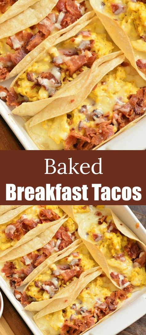 Essen, Breakfast Recipes Using Flour Tortillas, Baked Breakfast Tacos, Toasted Breakfast Taco, Corn Tortillas Breakfast Recipes, Breakfast Tacos Meal Prep, Egg Bacon Breakfast Ideas, Breakfast For Dinner Sides, Breakfast Taco Recipes