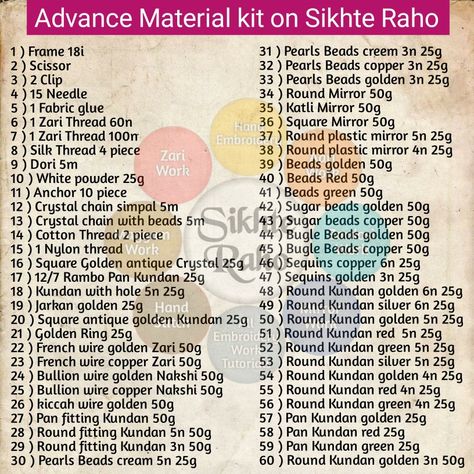 It's embroidery materials kit Aari Work Things Name, Aari Work Name Design, Aari Stiches Name, Embroidery Materials Products, Aari Stitches Types List, Aari Work Materials Name List, Types Of Embroidery Stitches With Names, Stitch Hacks, Aari Materials