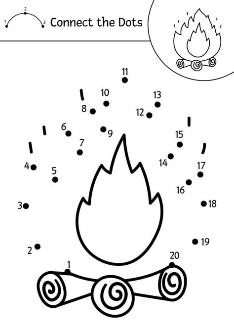 Camping Crafts Preschool, Outdoor Kindergarten, Camping Activites For Kids, Connect The Dots Game, Camping Preschool, Camping Crafts For Kids, Color Activity, Camping Coloring Pages, Camping Activities For Kids