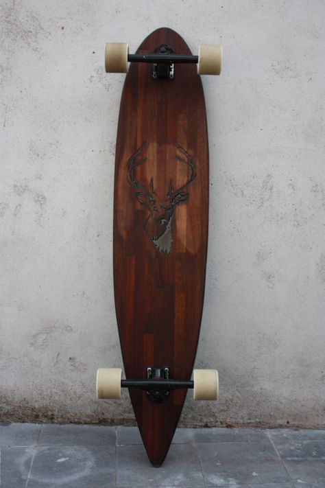 Home made Hardwood Pintail Longboard: "the Deer" Long Board Designs, Longboard Aesthetic, Pintail Longboard, Long Boards, Skate Boards, Long Board, Board Designs, Shop Class, Longboard Skateboard