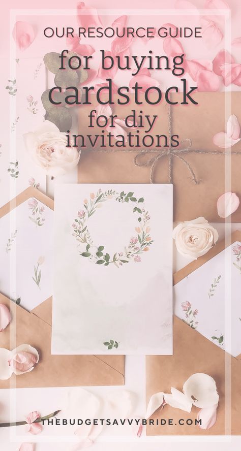 What type of cardstock should you use for your DIY wedding invitations? Check out these recommended resources for buying cardstock in bulk! Supplies for DIY stationery craft project | Click on the link to see more diy and cheap wedding ideas and inspiration on TheBudgetSavvyBride.com How To Make Wedding Invitations, Cheap Wedding Invitations Diy, Online Wedding Invitations Templates, Stationary Business, Invitation Etiquette, Diy Your Wedding, Making Wedding Invitations, Diy Wedding Stationery, Stationery Business