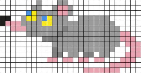 Tiny Rat Perler Bead Pattern / Bead Sprite Kandi Cuffs, Kandi Cuff, Pony Bead Patterns, Pattern Maker, Kandi Patterns, Bead Sprite, Photo Pattern, Iron Beads, Bead Ideas