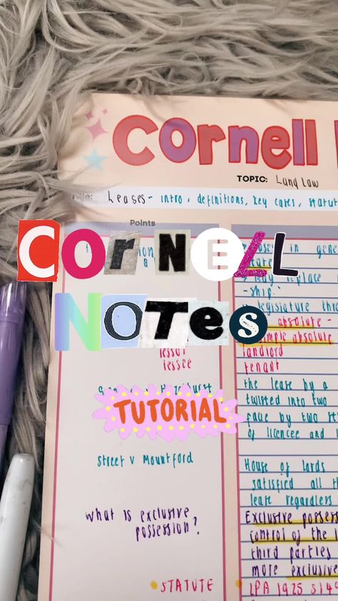 Notes Methods, Cornell Notes Aesthetic, Notes Outline, School Life Hacks, Notes Tutorial, Cornell Method, Outline Notes, Hacks For School, Notes School