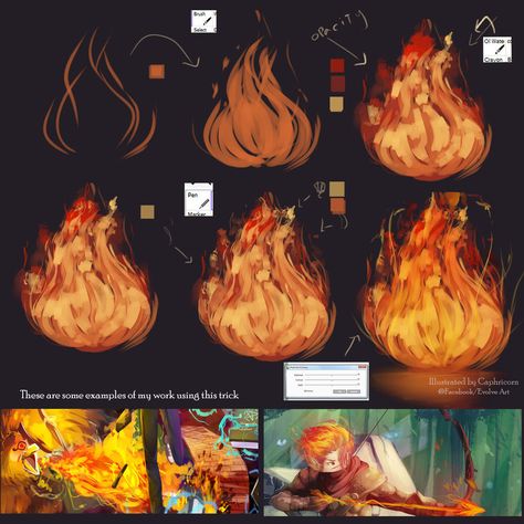 Tutorial How I make the Fire by Caphricorn on DeviantArt Fire Painting, 8bit Art, Digital Painting Tutorials, Digital Art Tutorial, Acrylic Painting Canvas, Painting Tutorial, Art Techniques, 그림 그리기, The Fire