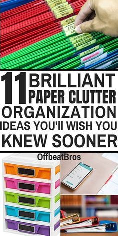 Reduce paper clutter and get organized with these brilliant paper clutter organization ideas. We all know organizing paper clutter is hard but these paper clutter organization ideas will help you organize and get rid of paper cluuter easily and forever. #paperclutter #paperclutterorganization Paper Clutter Solutions, Office Filing System, Home Filing System, Diy Office Organization, Paper Clutter Organization, Diy Organizing, Decluttering Hacks, Office Organization Files, Organizing Paperwork