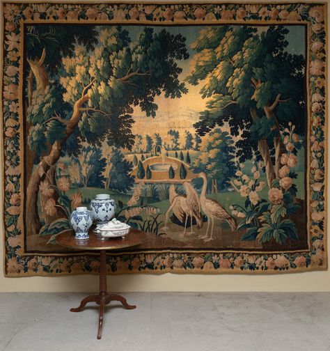 Tapestry Interior, Tapestry Aesthetic, Antique Tapestry, Herons, Formal Gardens, Tapestry Art, Vintage Tapestry, Riyadh, Paintings & Prints