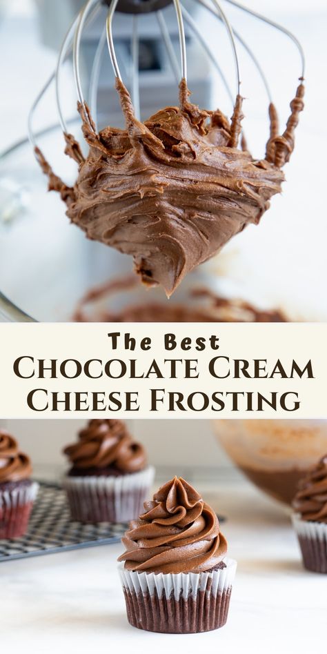 Chocolate Cream Frosting, Frost Cupcakes, Icing Buttercream, Vanilla Cream Cheese Frosting, Chocolate Cream Cheese Frosting, Chocolate Frosting Recipes, Cream Cheese Frosting Recipe, Chocolate Cream Cheese, Cupcake Frosting