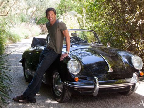 Patrick Dempsey with his 1963 Porsche 356 Porsche 356 Speedster, Celebrity Cars, Car Poses, 356 Speedster, Patrick Dempsey, Frank Gehry, Vw Porsche, Ford Classic Cars, Malibu California