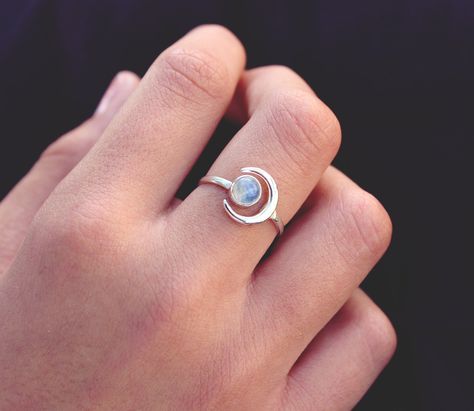 Rose Gold Stackable Rings, Celestial Ring, Ring Moonstone, Wife Christmas, Raw Stone Ring, Moon Ring, Birthday Gifts For Best Friend, Celestial Jewelry, Rings For Girls