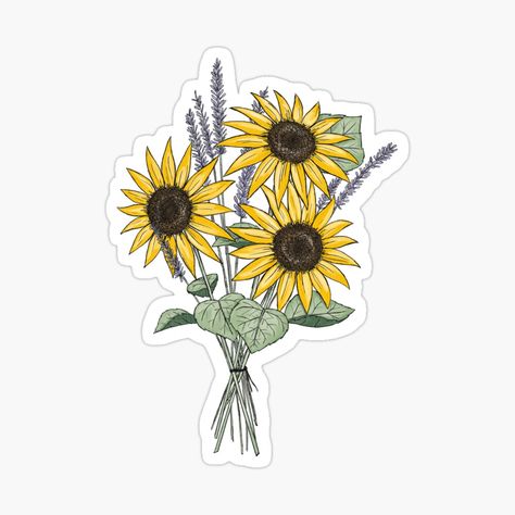 Get my art printed on awesome products. Support me at Redbubble #RBandME: https://www.redbubble.com/i/sticker/Sunflowers-and-Lavender-by-rahoepf/55676598.EJUG5?asc=u Sunflower And Lavender, Sunflowers And Lavender, Stickers Sunflower, Boho Stickers, Sunflower Sticker, Phone Background Wallpaper, Sticker Design Inspiration, Sunflower Clipart, Single Stickers