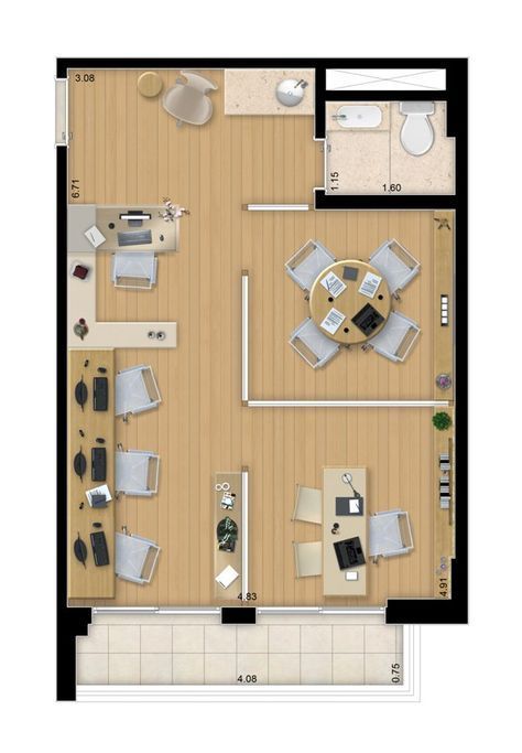 Office For Three People, Small Office Layout, Office Layout Plan, Law Office Design, Office Space Planning, Coworking Space Design, Small Office Design Interior, Inmobiliaria Ideas, Office Floor Plan