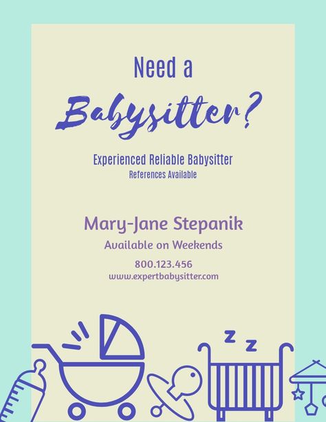 Babysitter - Flyer Template Visme Babysitting Quotes, Babysitting Business, Babysitting Flyers, Microsoft Word Free, Free Gift Certificate Template, Free Psd Flyer Templates, Flyer Free, Real Estate Flyer Template, Restaurant Flyer