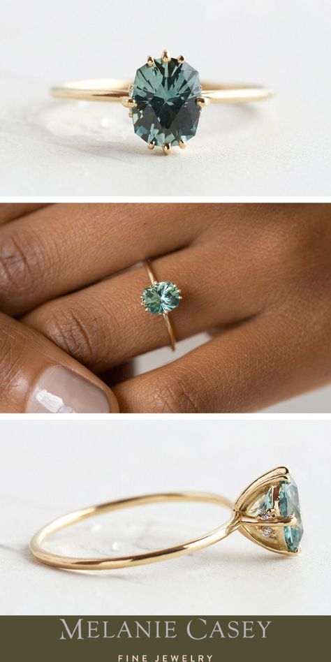 Hidden Accent Engagement Ring, Unique Affordable Engagement Rings, Unique Wedding Rings His And Hers, Non Traditional Engagement Rings Gold, Engagement Ring Basket Setting, Prong Ring Setting, Senior Rings, Green Moissanite Engagement Ring, Cute Engagement Rings