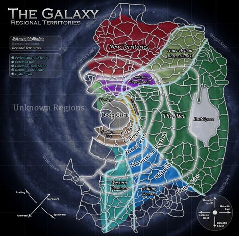 Regional territories Star Wars Map, Star Wars Infographic, Galaxy Map, Space Map, Star Wars Planets, Star Wars Spaceships, Star Wars Background, Galactic Republic, Star Wars Rpg