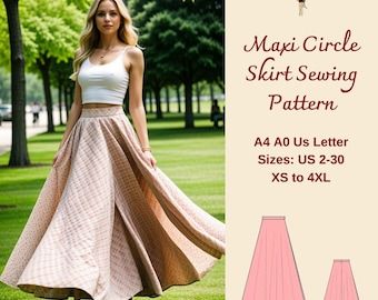 Long Maxi Skirt Pattern, Chiffon Skirt Sewing Pattern, Long Skirt Patterns, Flowy Skirt Pattern, Circle Skirt Sewing Pattern, Denim Skirt Pattern, Sew Maxi Skirts, Maxi Skirt Sewing Pattern, Long Skirt Pattern