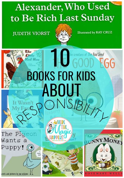 This is a list of ten great books about responsibility to use with kids in the primary grades. With this great list, you will not only get a chance to teach your students to be more responsible, but they will also be introduced to many comprehension skills, reading strategies, and unforgettable characters. #responsibility #mentortexts Responsibility Read Alouds, Responsibility Activities, Childcare Ideas, Character Lessons, Teaching Responsibility, Being Responsible, Family Journal, April Activities, Elementary Books