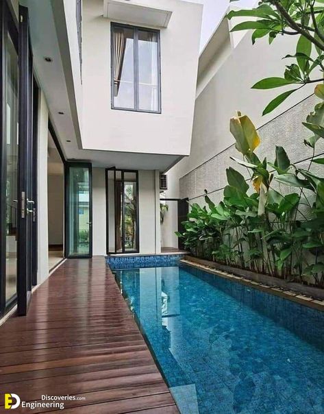 41+ Stunning Garden Pool Designs For Your Backyard | Engineering Discoveries Garden Pool Design, Fasad Design, Pool Shed, Indoor Pool Design, Dream Backyard Pool, Courtyard Pool, Small Swimming Pools, Swimming Pool Tiles, Small Pool Design