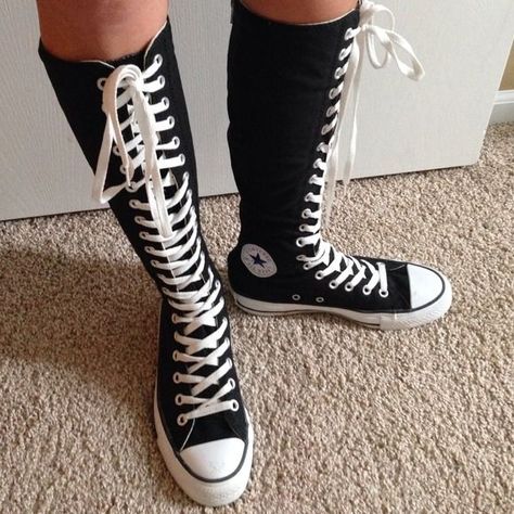 Thigh High Converse, Homestuck Outfits, Boots Converse, Knee High Converse, High Converse, Open Season, Motorcycle Clothing, Lavender Aesthetic, Star Boots