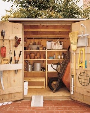 Garden shed organisation ideas Shed Organisation, Storage Shed Organization, Tuff Shed, Outdoor Storage Shed, Steel Sheds, Shed Organization, Garden Tool Shed, Garden Tool Storage, Potting Sheds