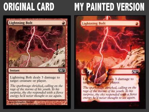 Altered lightning bolt Mtg Alter, Mtg Altered Art, Mtg Card, Mtg Art, Card Inspo, Art Magic, Magic The Gathering Cards, Original Card, Art Business